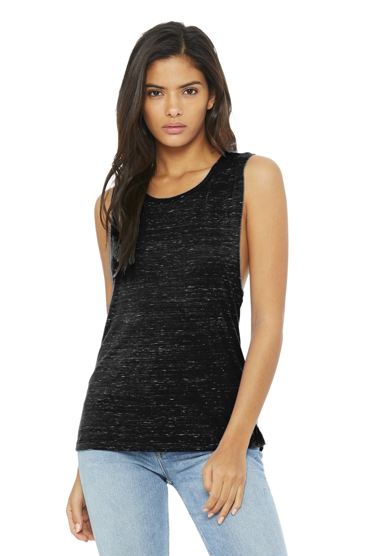 BELLA+CANVAS ® Women's Flowy Scoop Muscle Tank. BC8803 [Black Marble] - DFW Impression