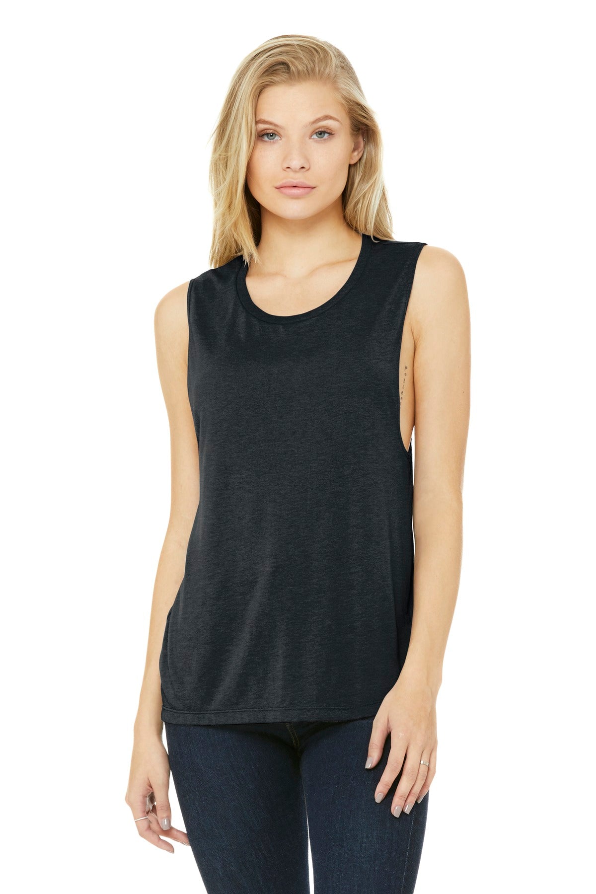 BELLA+CANVAS ® Women's Flowy Scoop Muscle Tank. BC8803 [Dark Grey Heather] - DFW Impression