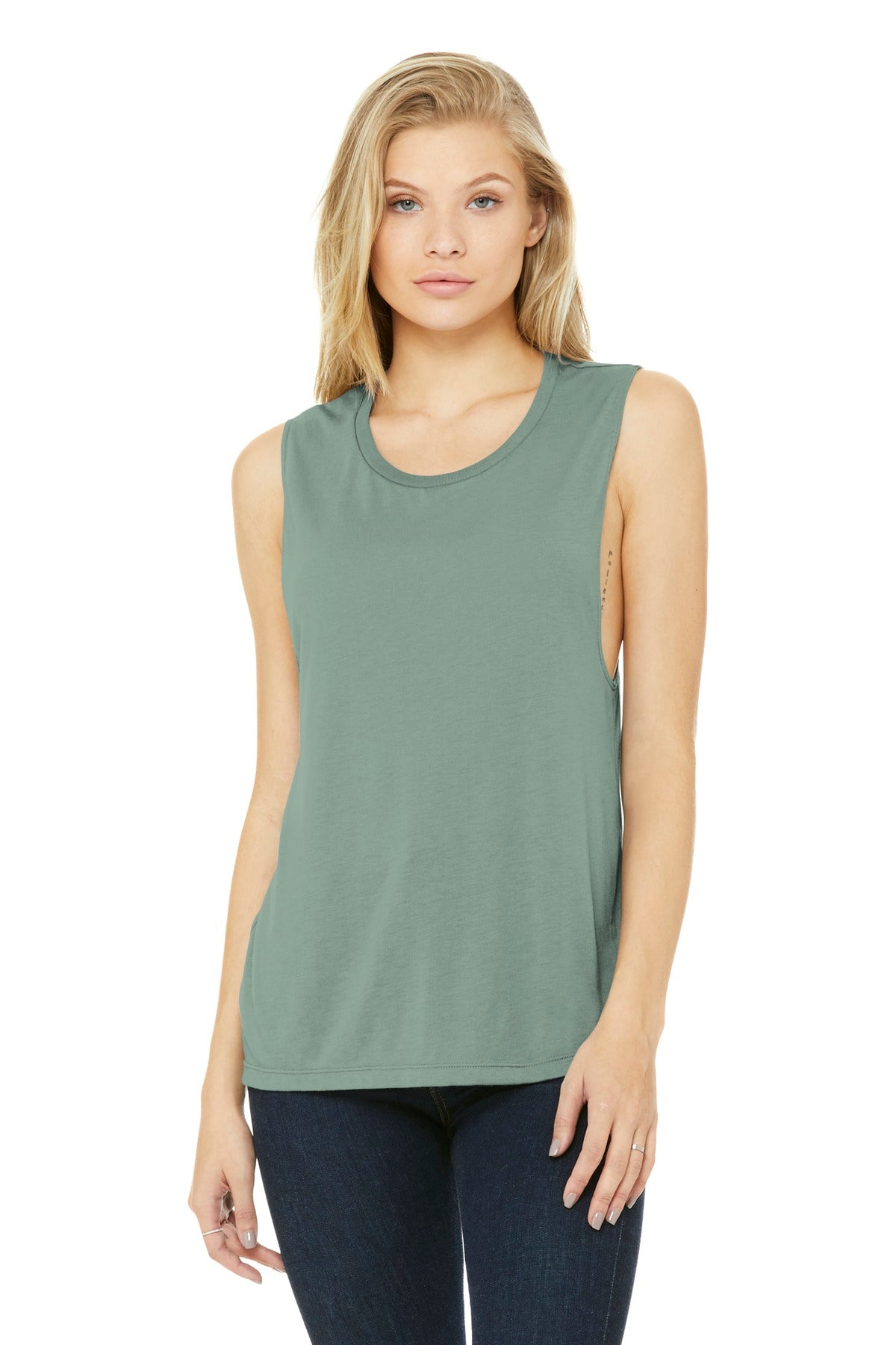 BELLA+CANVAS ® Women's Flowy Scoop Muscle Tank. BC8803 [Dusty Blue] - DFW Impression