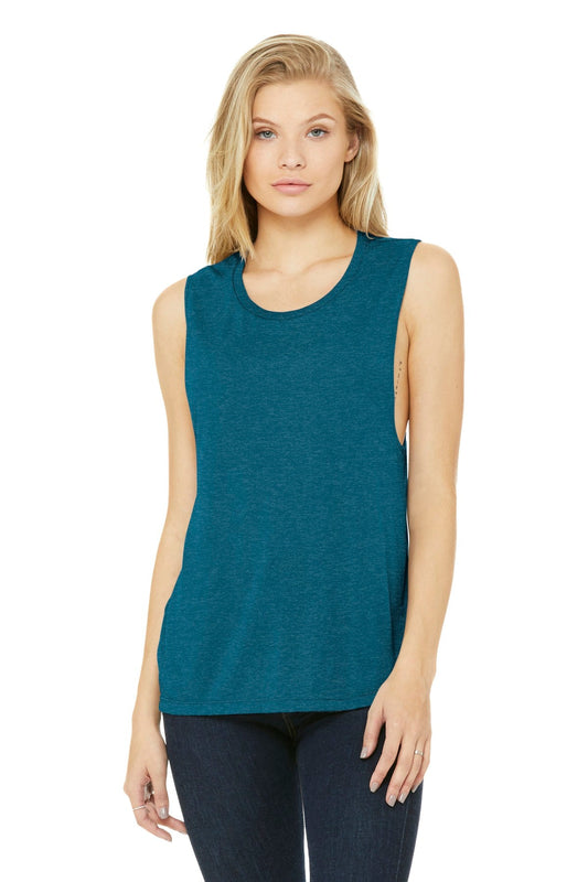 BELLA+CANVAS ® Women's Flowy Scoop Muscle Tank. BC8803 [Heather Deep Teal] - DFW Impression