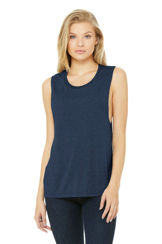 BELLA+CANVAS ® Women's Flowy Scoop Muscle Tank. BC8803 [Heather Navy] - DFW Impression