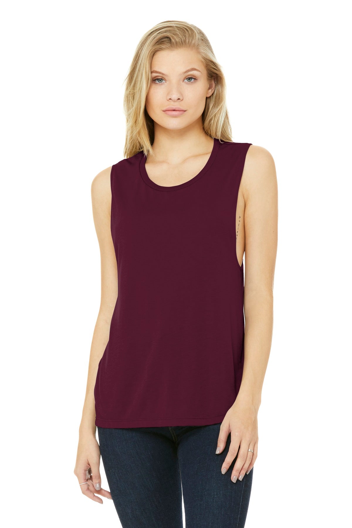 BELLA+CANVAS ® Women's Flowy Scoop Muscle Tank. BC8803 [Maroon] - DFW Impression