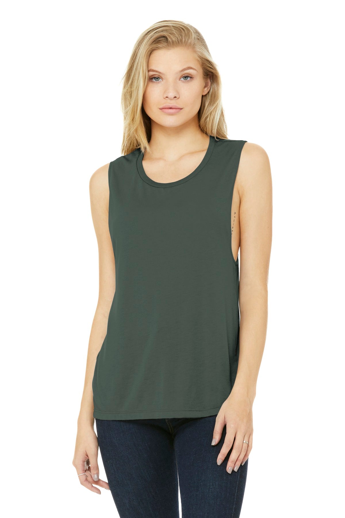 BELLA+CANVAS ® Women's Flowy Scoop Muscle Tank. BC8803 [Military Green] - DFW Impression