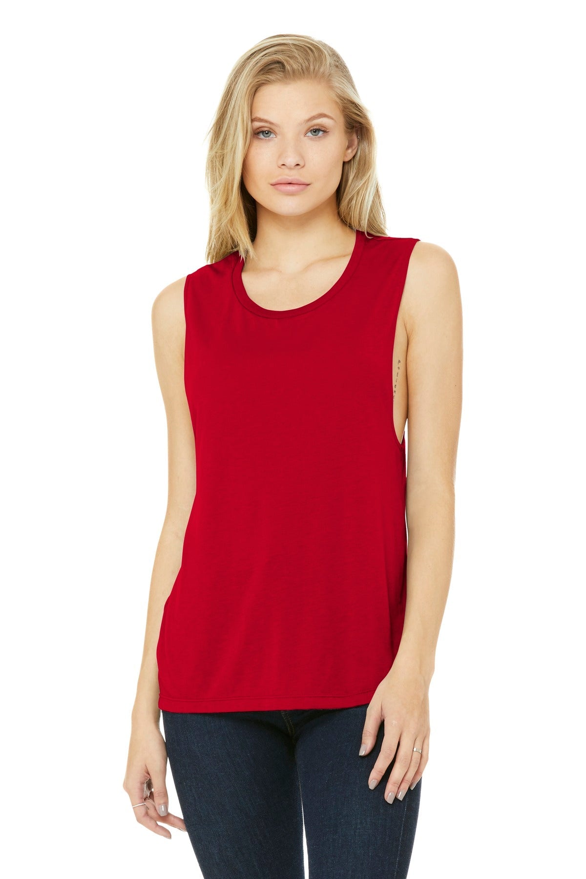 BELLA+CANVAS ® Women's Flowy Scoop Muscle Tank. BC8803 [Red] - DFW Impression