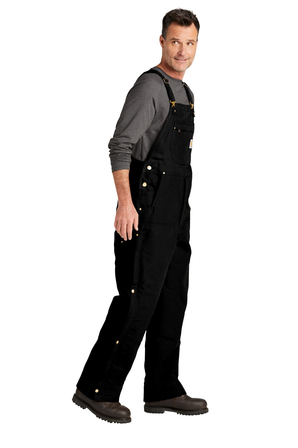 Carhartt Men's Loose Fit Firm Duck Insulated Bib Overall - Tall - Brown