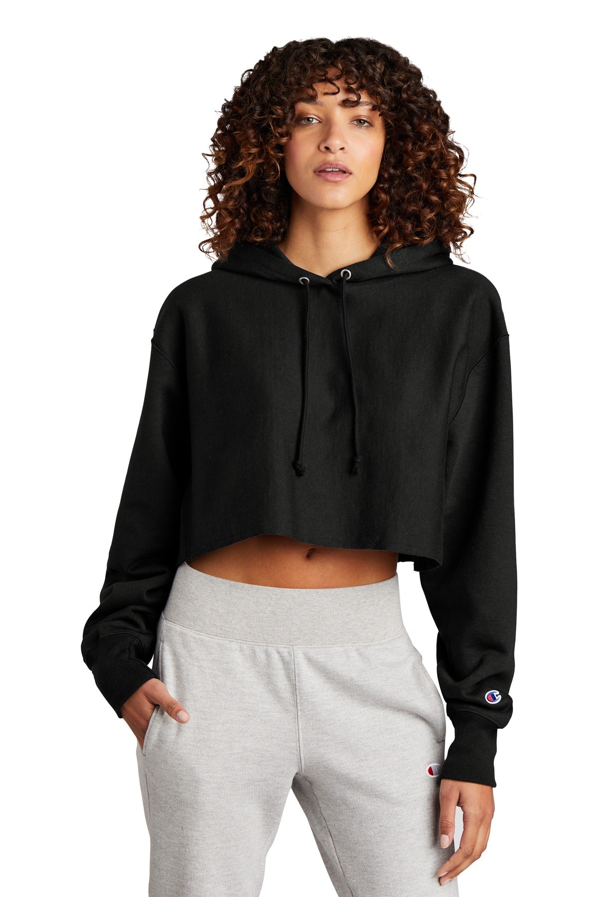 Champion ® Women's Reverse Weave ® Cropped Cut-Off Hooded Sweatshirt RW01W - DFW Impression