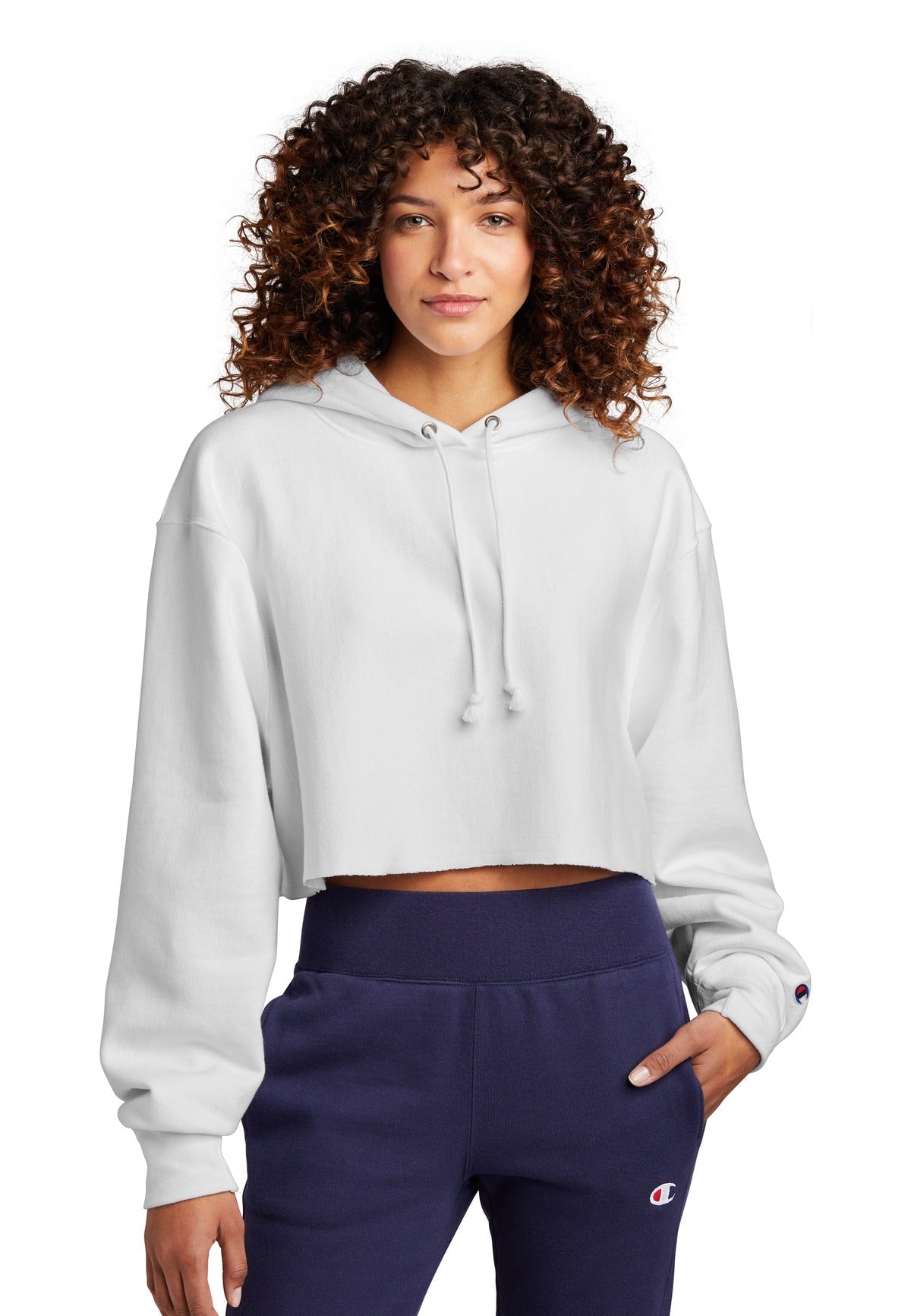 Champion ® Women's Reverse Weave ® Cropped Cut-Off Hooded Sweatshirt RW01W - DFW Impression