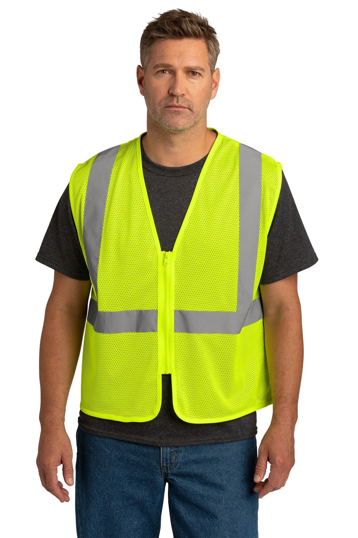 CornerStone ® ANSI 107 Class 2 Economy Mesh Zippered Vest. CSV101 - DFW Impression
