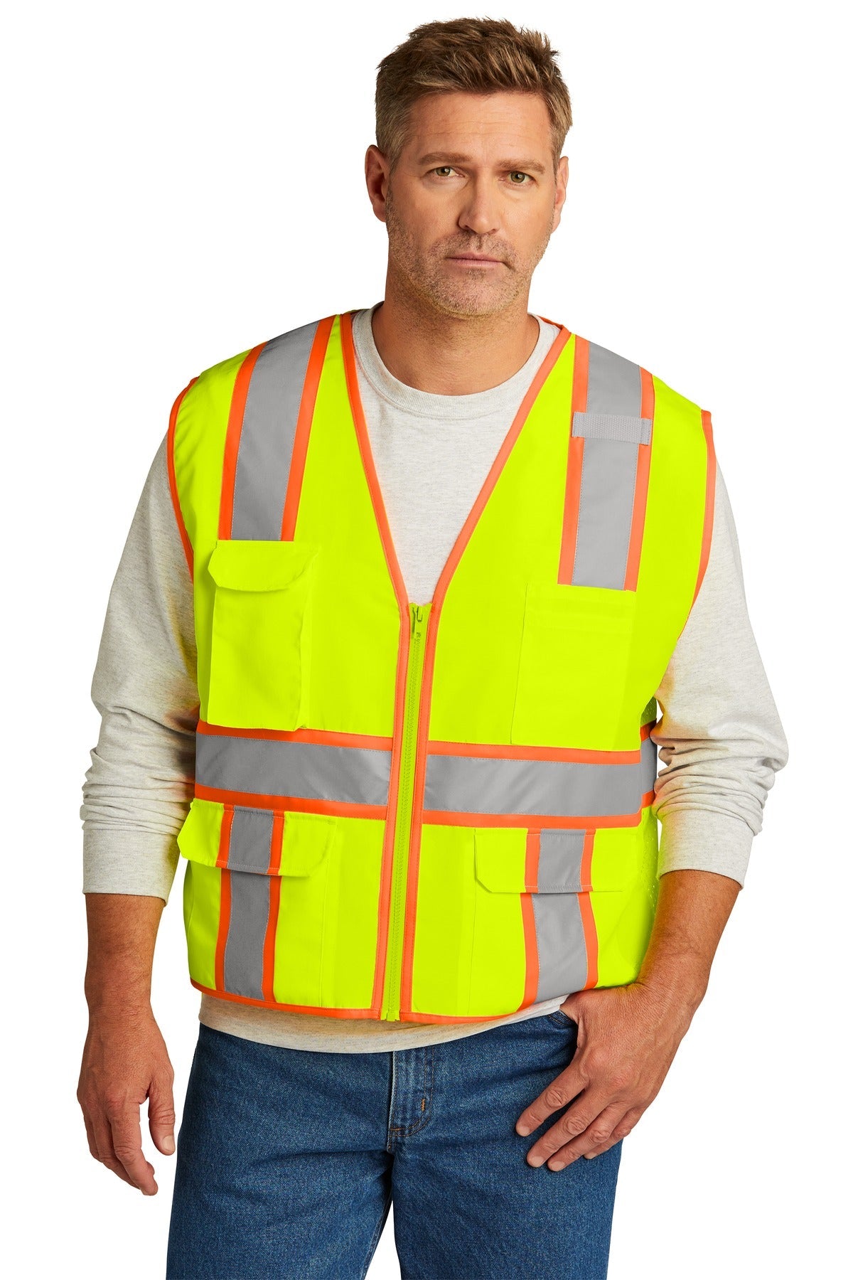 CornerStone ® ANSI 107 Class 2 Surveyor Zippered Two-Tone Vest. CSV105 - DFW Impression