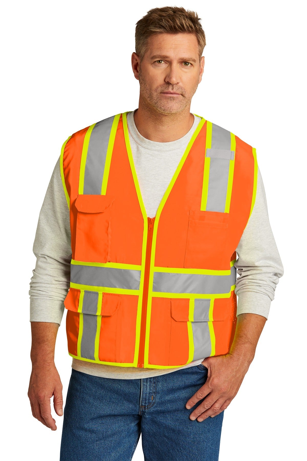 CornerStone ® ANSI 107 Class 2 Surveyor Zippered Two-Tone Vest. CSV105 - DFW Impression