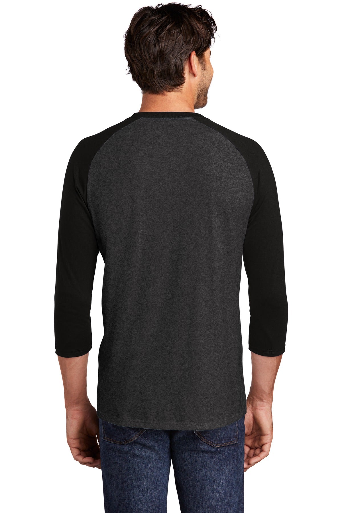 District ® Perfect Tri® 3/4-Sleeve Raglan. DM136 [Black/ Black Frost] - DFW Impression