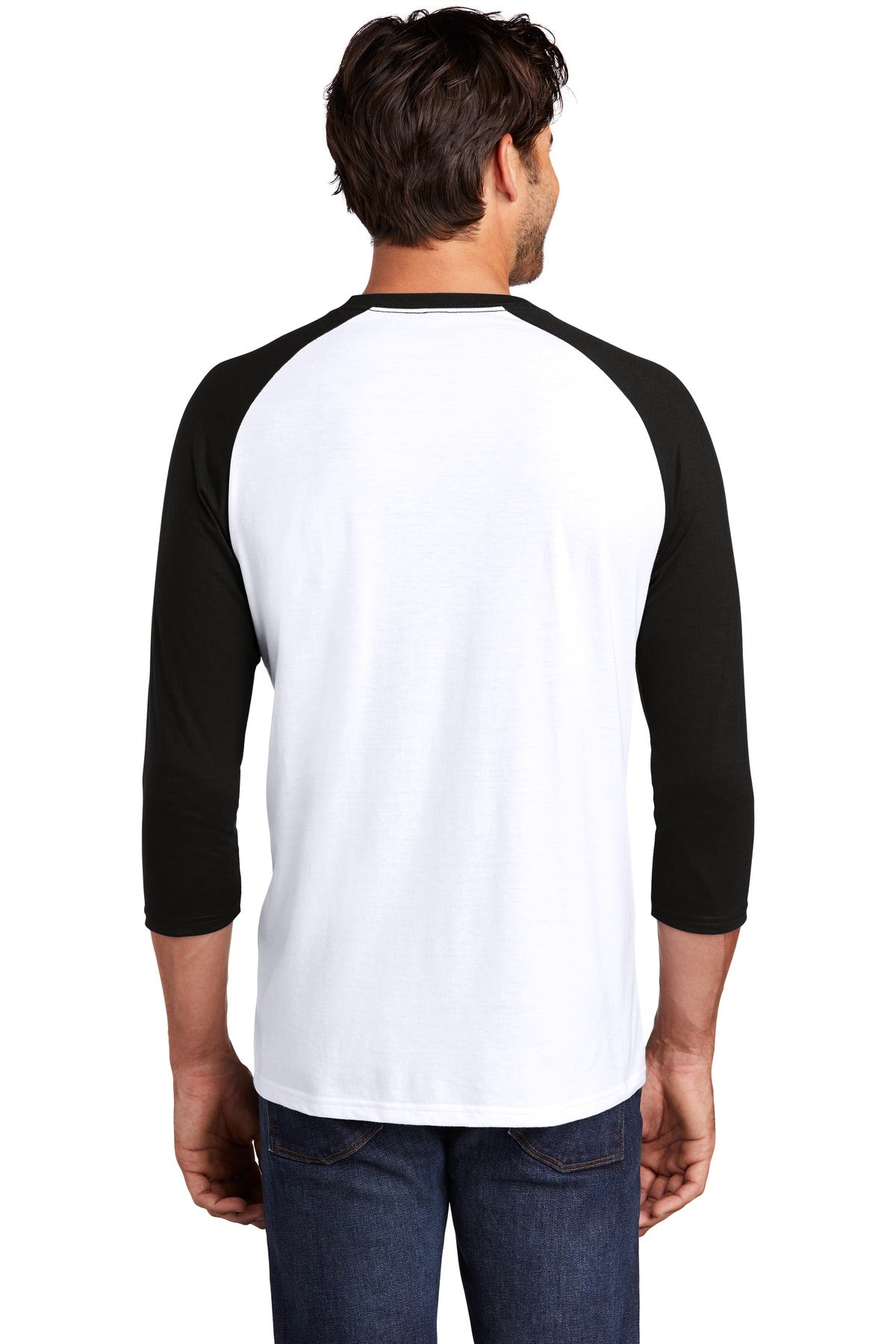 District ® Perfect Tri® 3/4-Sleeve Raglan. DM136 [Black/ White] - DFW Impression