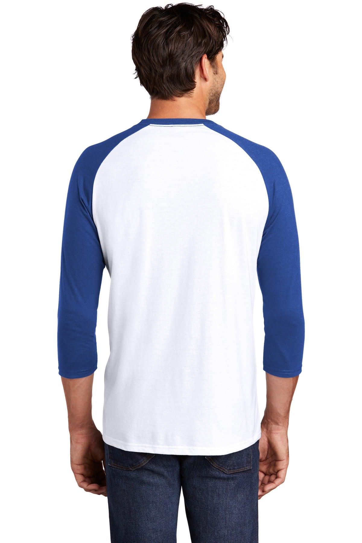 District ® Perfect Tri® 3/4-Sleeve Raglan. DM136 [Deep Royal/ White] - DFW Impression