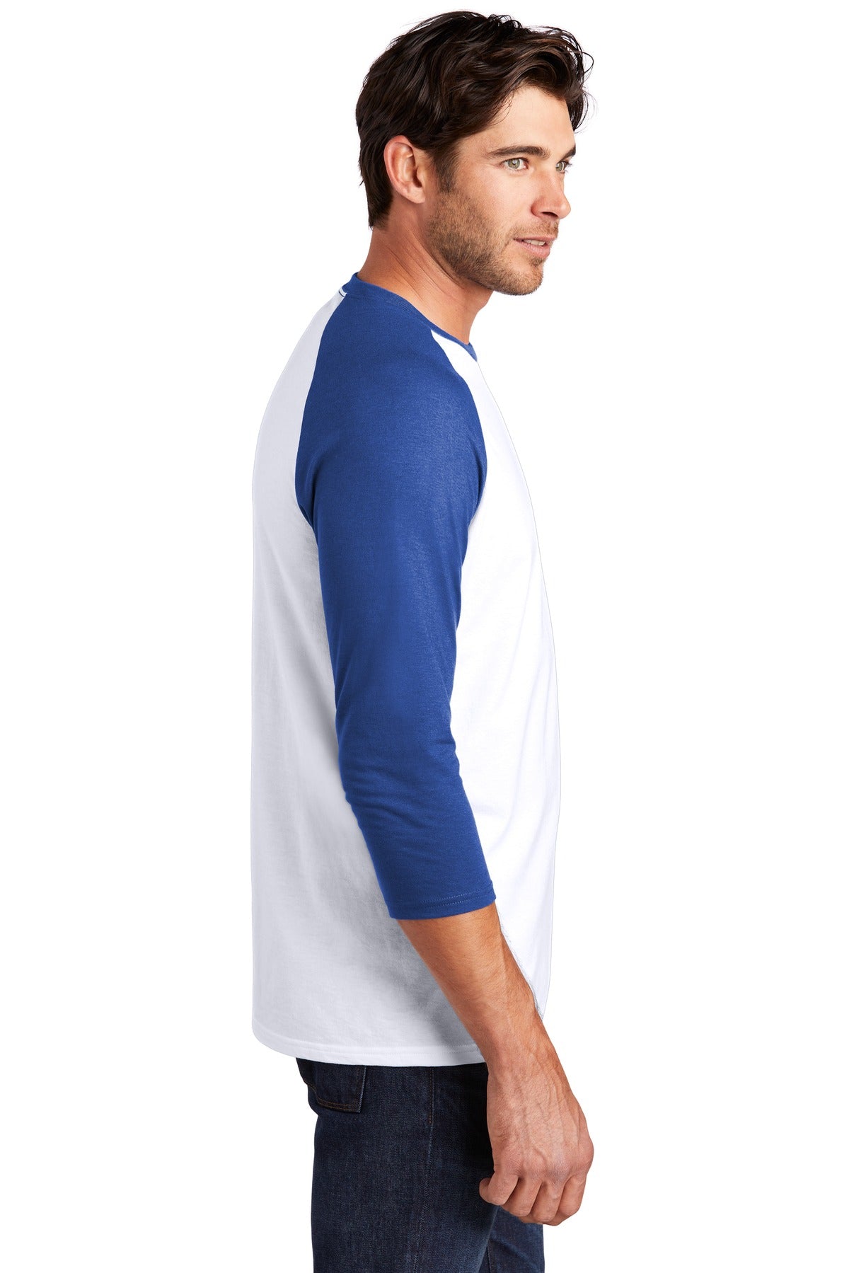 District ® Perfect Tri® 3/4-Sleeve Raglan. DM136 [Deep Royal/ White] - DFW Impression