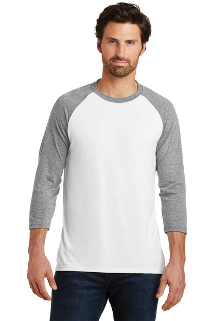 District ® Perfect Tri® 3/4-Sleeve Raglan. DM136 [Grey Frost/ White] - DFW Impression