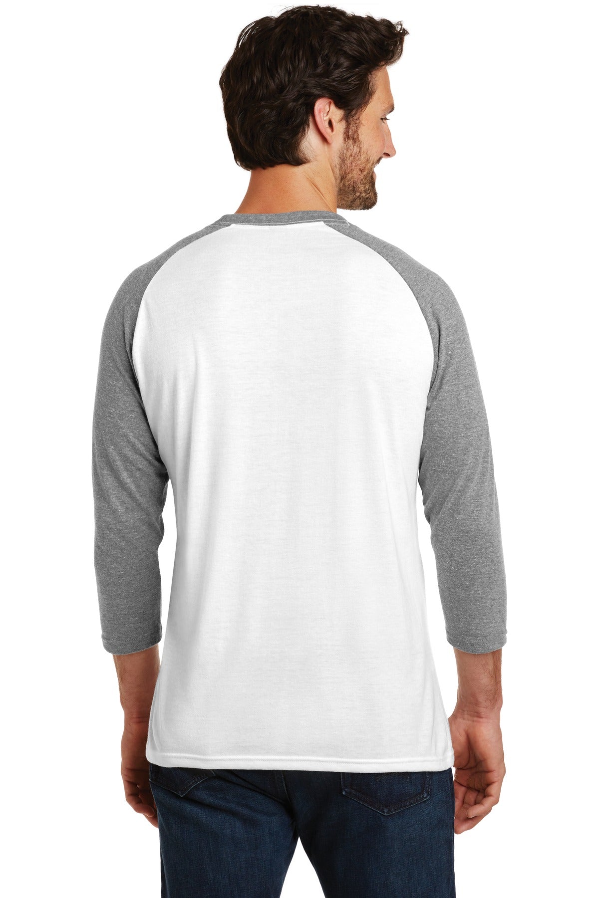 District ® Perfect Tri® 3/4-Sleeve Raglan. DM136 [Grey Frost/ White] - DFW Impression