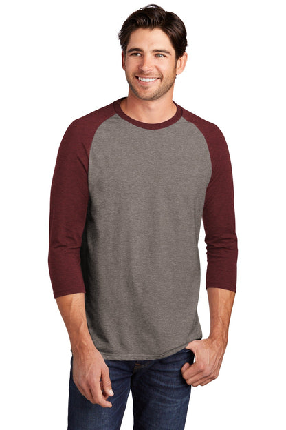 District ® Perfect Tri® 3/4-Sleeve Raglan. DM136 [Maroon Frost/ Grey Frost] - DFW Impression