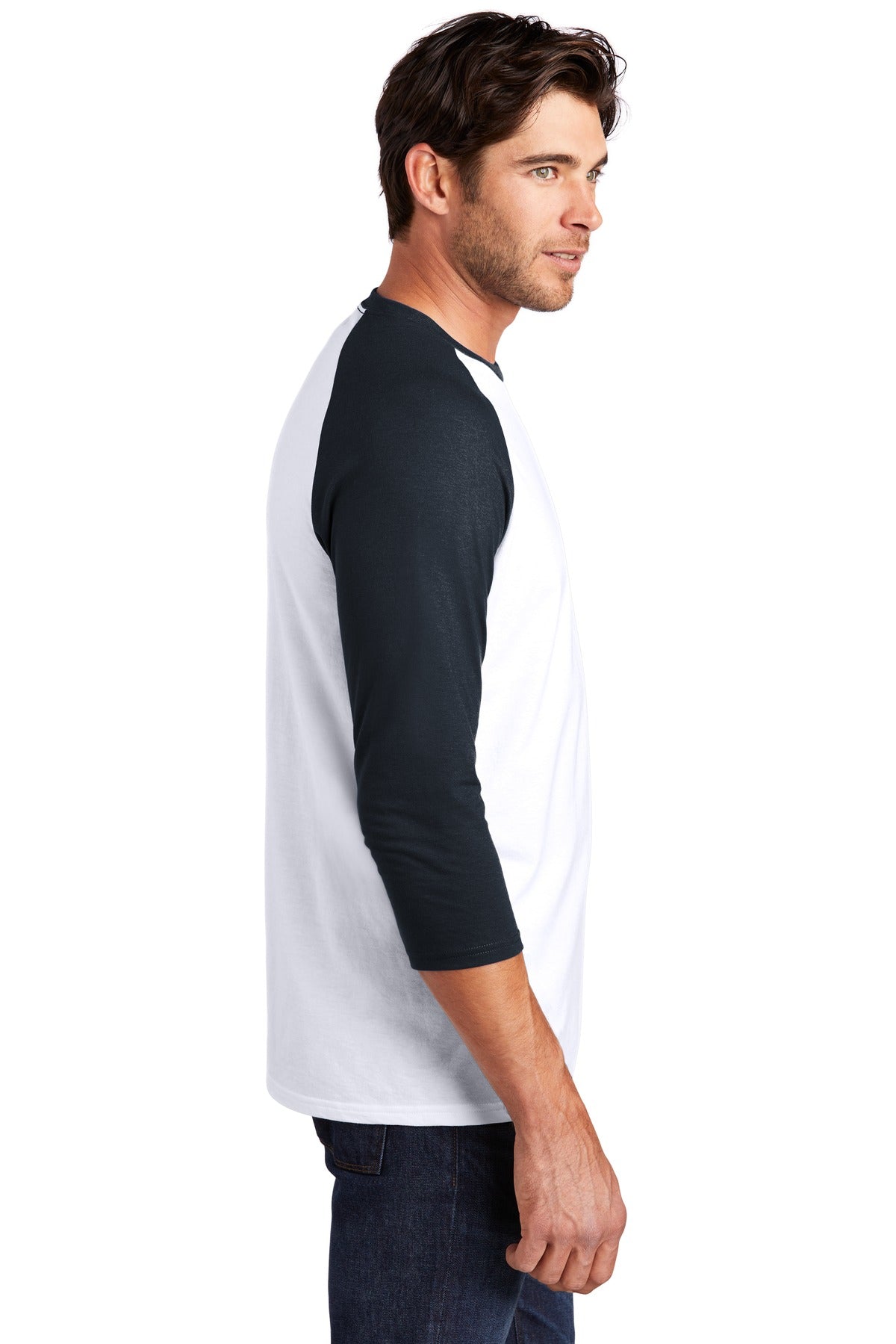 District ® Perfect Tri® 3/4-Sleeve Raglan. DM136 [New Navy/ White] - DFW Impression