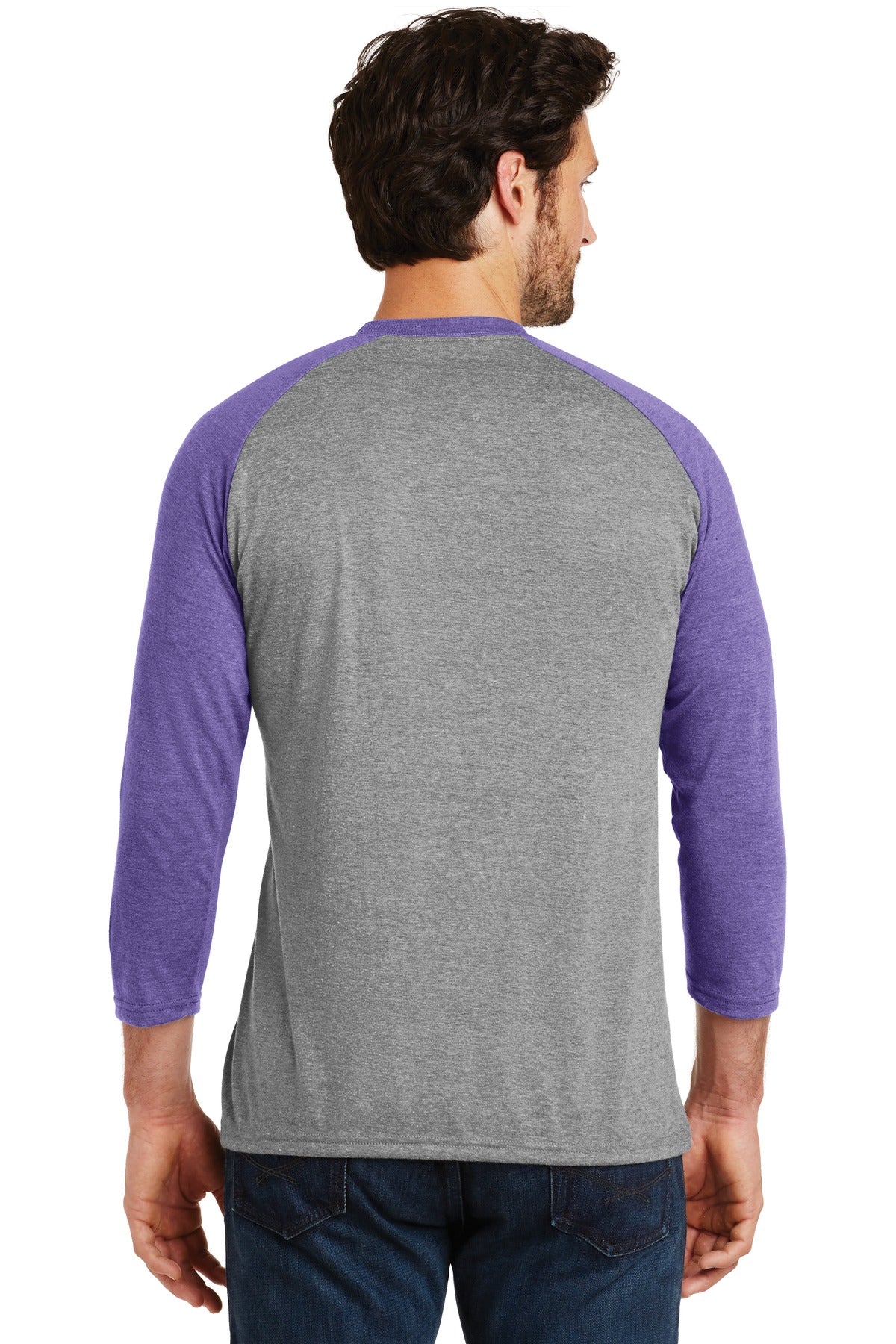 District ® Perfect Tri® 3/4-Sleeve Raglan. DM136 [Purple Frost/ Grey Frost] - DFW Impression