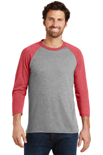 District ® Perfect Tri® 3/4-Sleeve Raglan. DM136 [Red Frost/ Grey Frost] - DFW Impression