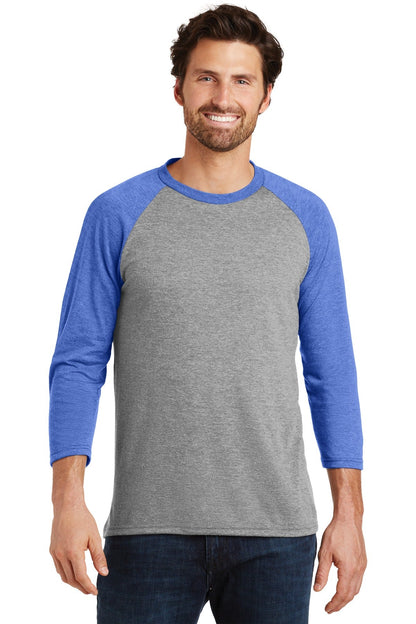 District ® Perfect Tri® 3/4-Sleeve Raglan. DM136 [Royal Frost/ Grey Frost] - DFW Impression