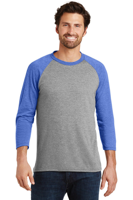 District ® Perfect Tri® 3/4-Sleeve Raglan. DM136 [Royal Frost/ Grey Frost] - DFW Impression