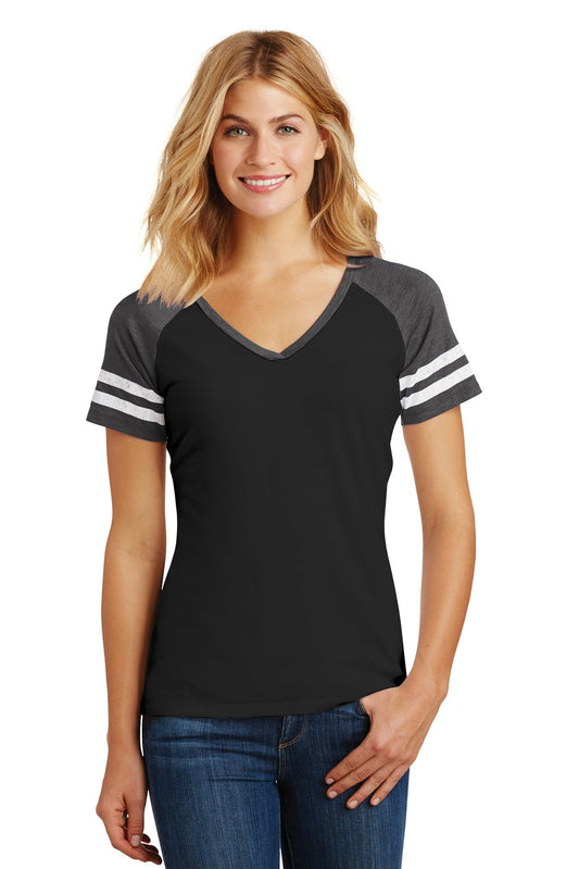 District ® Women's Game V-Neck Tee. DM476 - DFW Impression