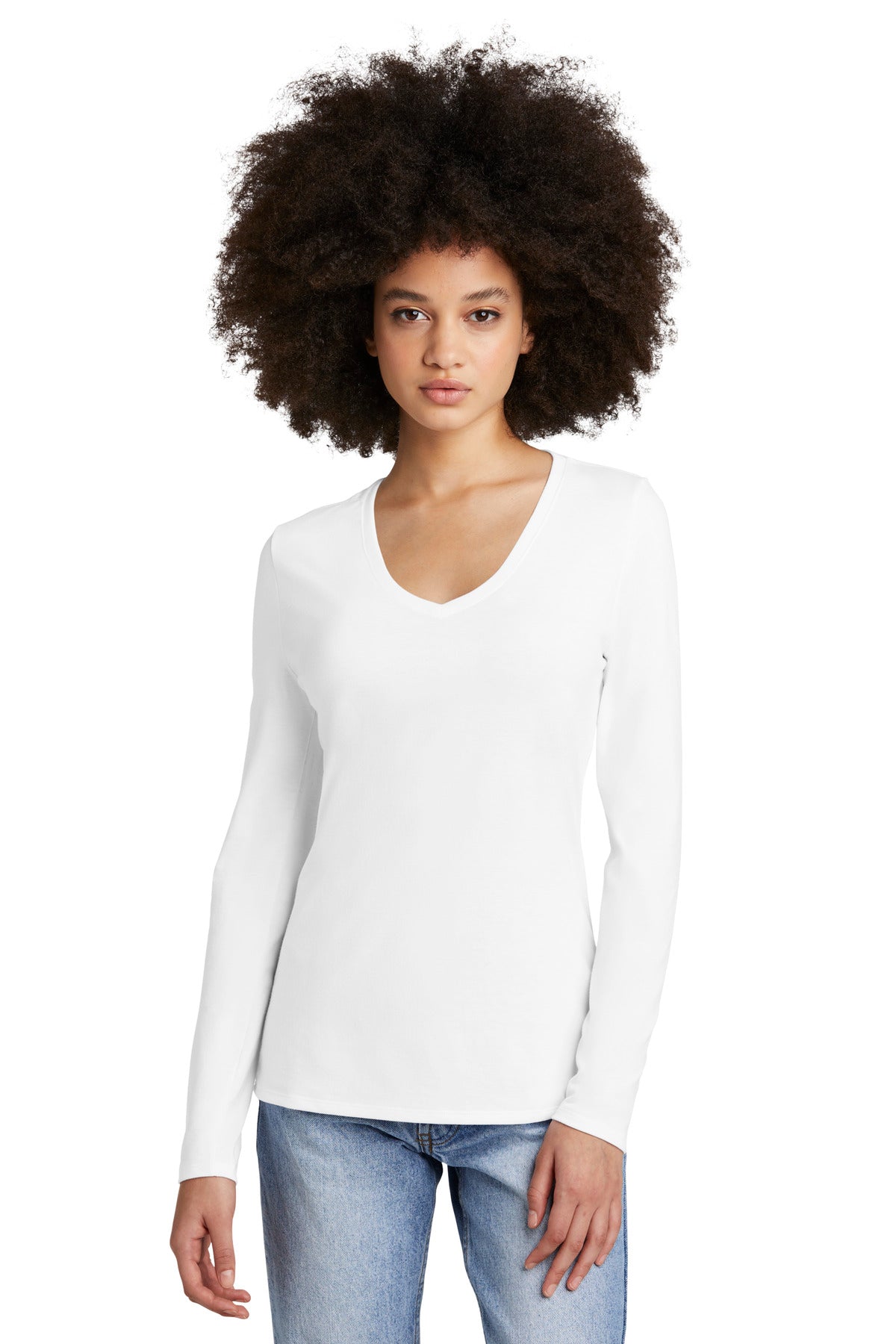 District® Women's Perfect Tri® Long Sleeve V-Neck Tee DT135 - DFW Impression