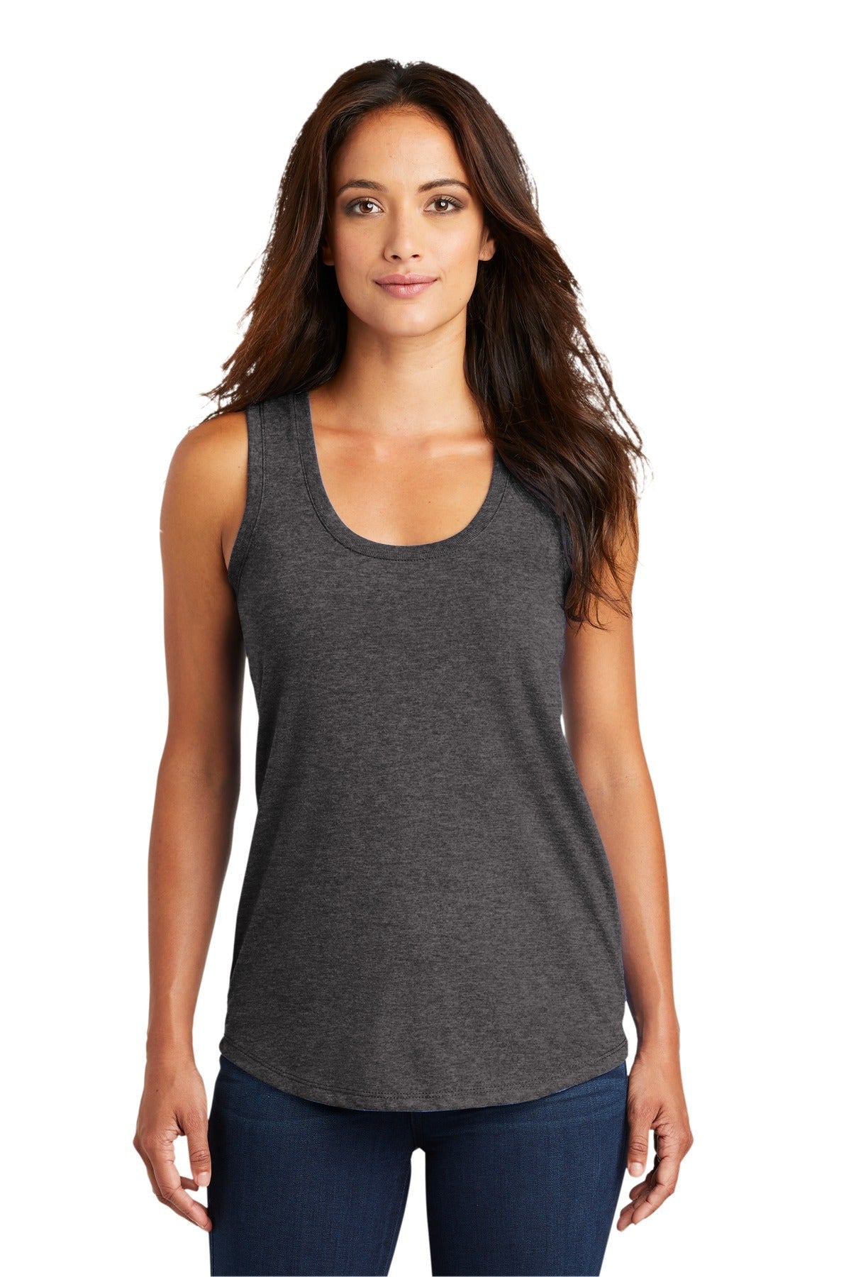 District ® Women's Perfect Tri® Racerback Tank. DM138L [Heathered Charcoal] - DFW Impression