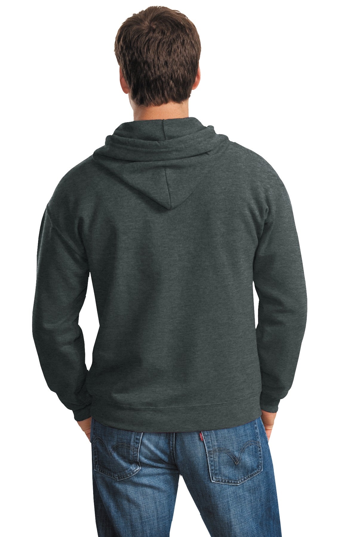 Gildan Heavy Blend Full Zip Hooded Sweatshirt. 18600 Dark Heather Grey