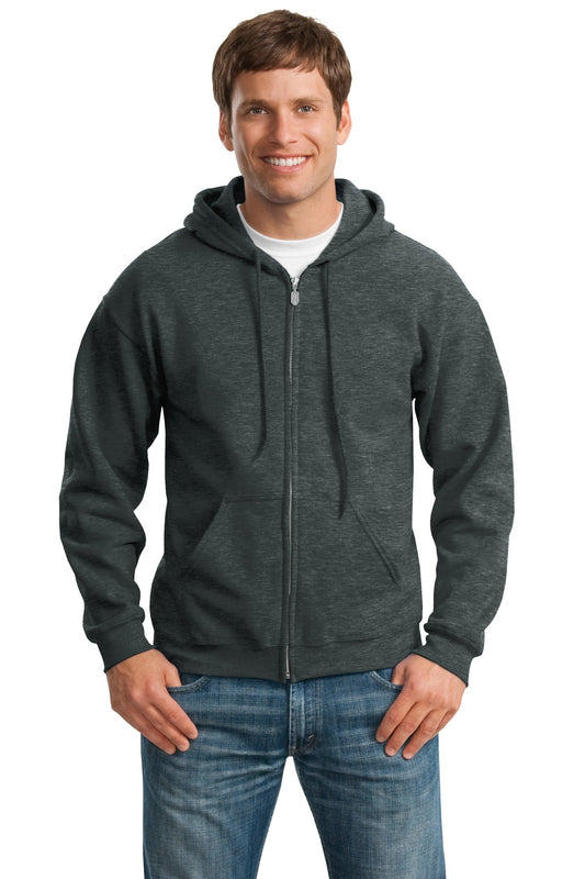 Gildan® - Heavy Blend™ Full-Zip Hooded Sweatshirt. 18600 [Dark Heather Grey] - DFW Impression