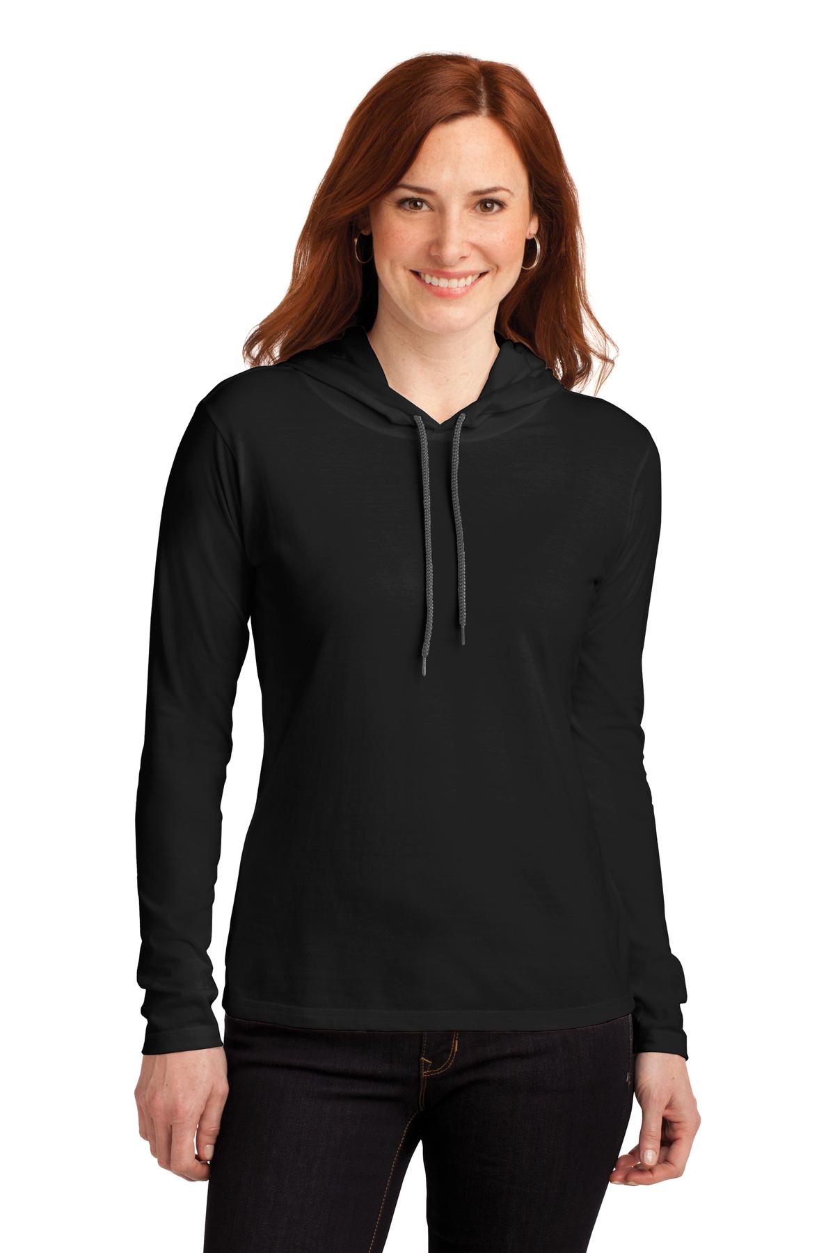 Gildan® Ladies 100% Combed Ring Spun Cotton Long Sleeve Hooded T-Shirt. 887L - DFW Impression