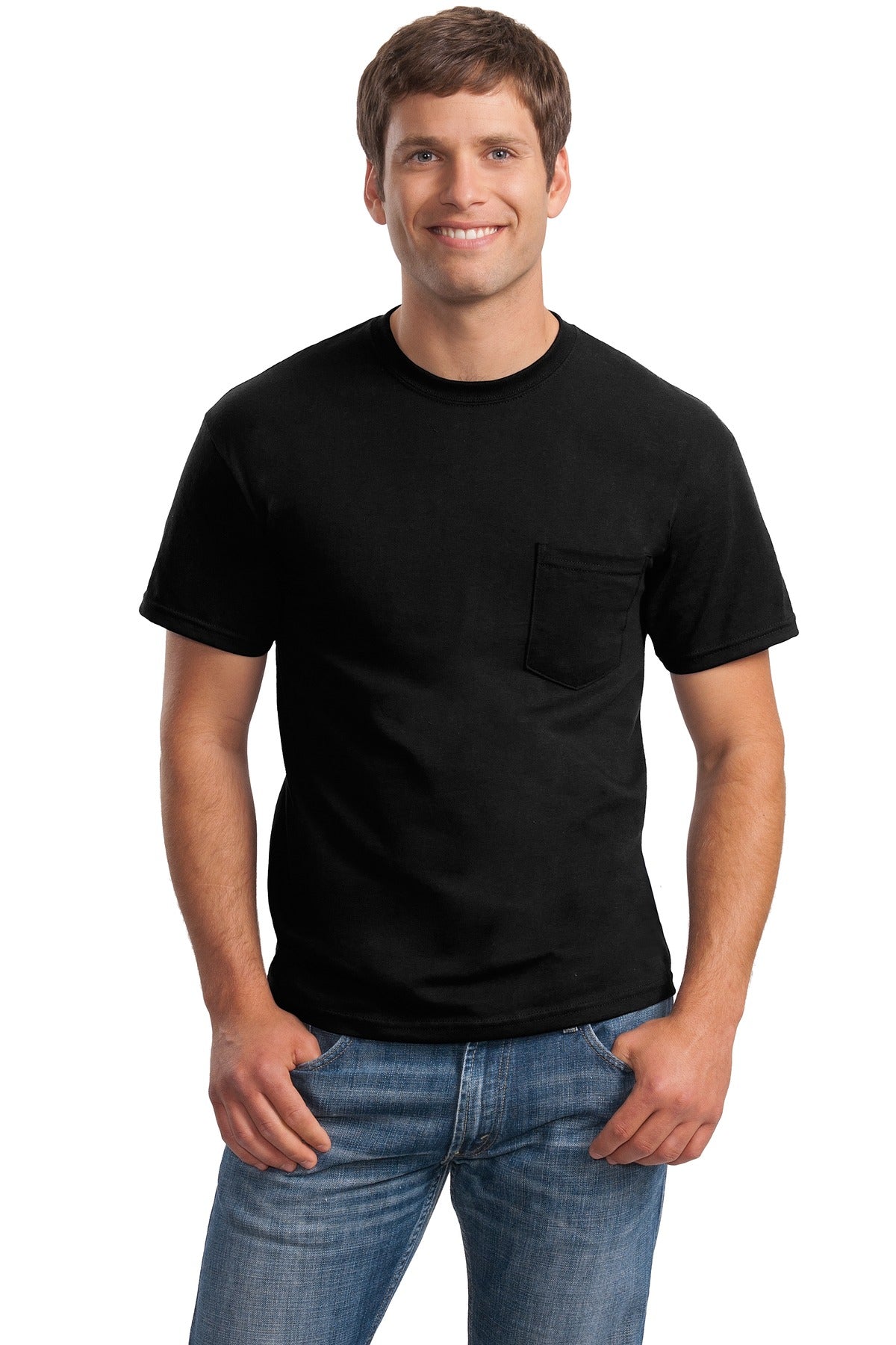 Gildan® - Ultra Cotton® 100% US Cotton T-Shirt with Pocket. 2300 [Black] - DFW Impression