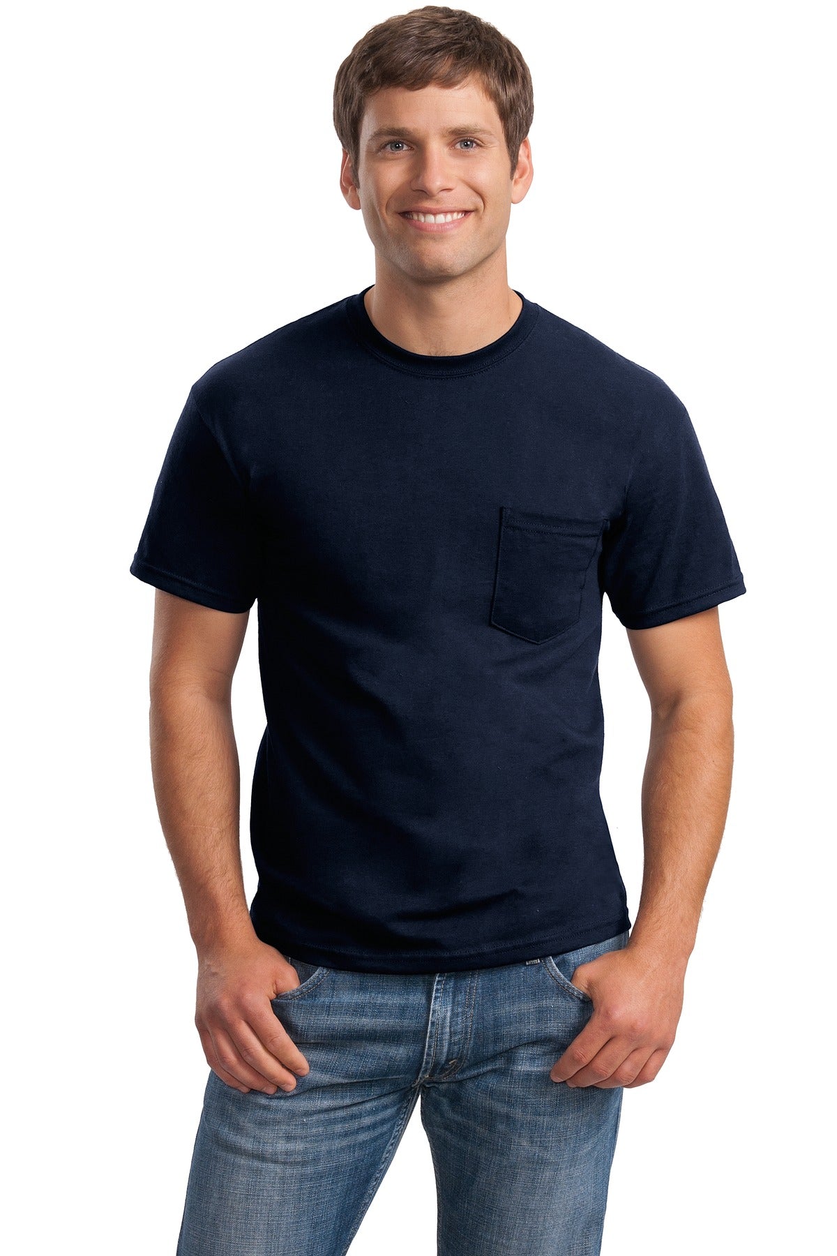 Gildan® - Ultra Cotton® 100% US Cotton T-Shirt with Pocket. 2300 [Navy] - DFW Impression