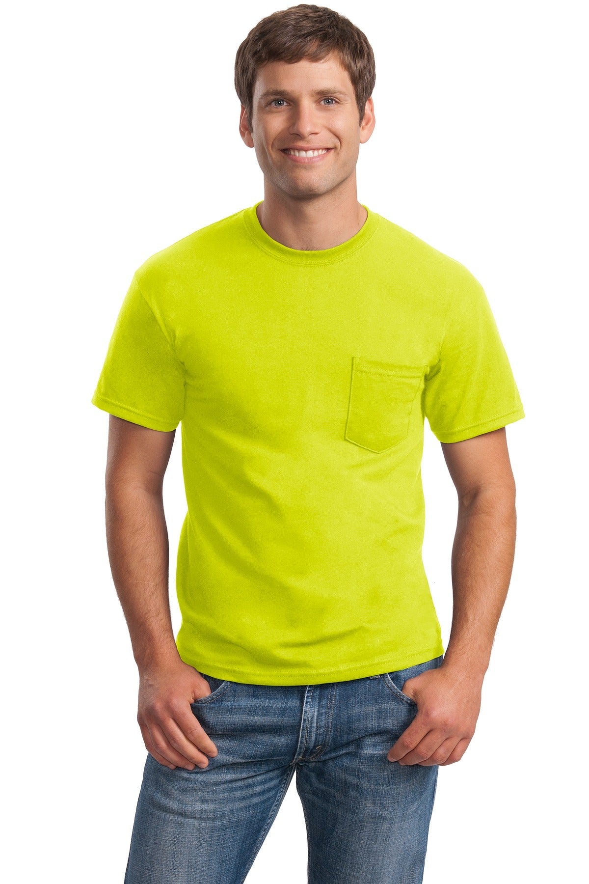 Gildan® - Ultra Cotton® 100% US Cotton T-Shirt with Pocket. 2300 [Safety Green] - DFW Impression