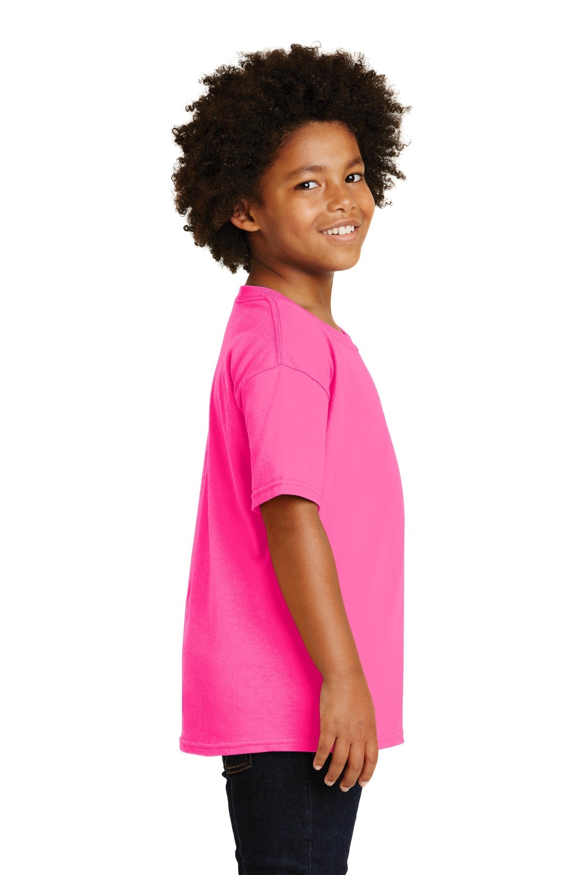 Gildan® - Youth Heavy Cotton™ 100% Cotton T-Shirt. 5000B [Safety Pink] - DFW Impression