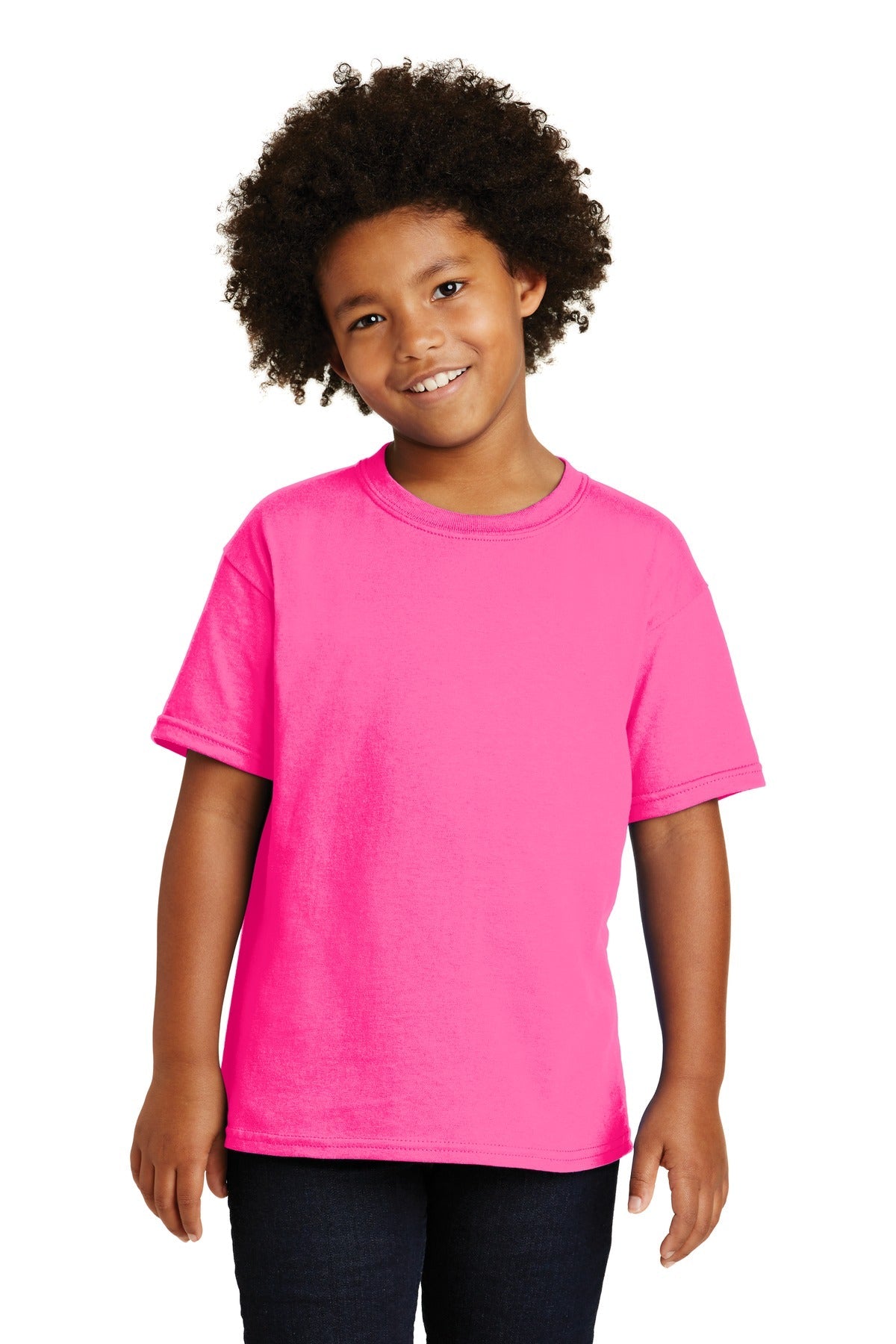 Gildan® - Youth Heavy Cotton™ 100% Cotton T-Shirt. 5000B [Safety Pink] - DFW Impression