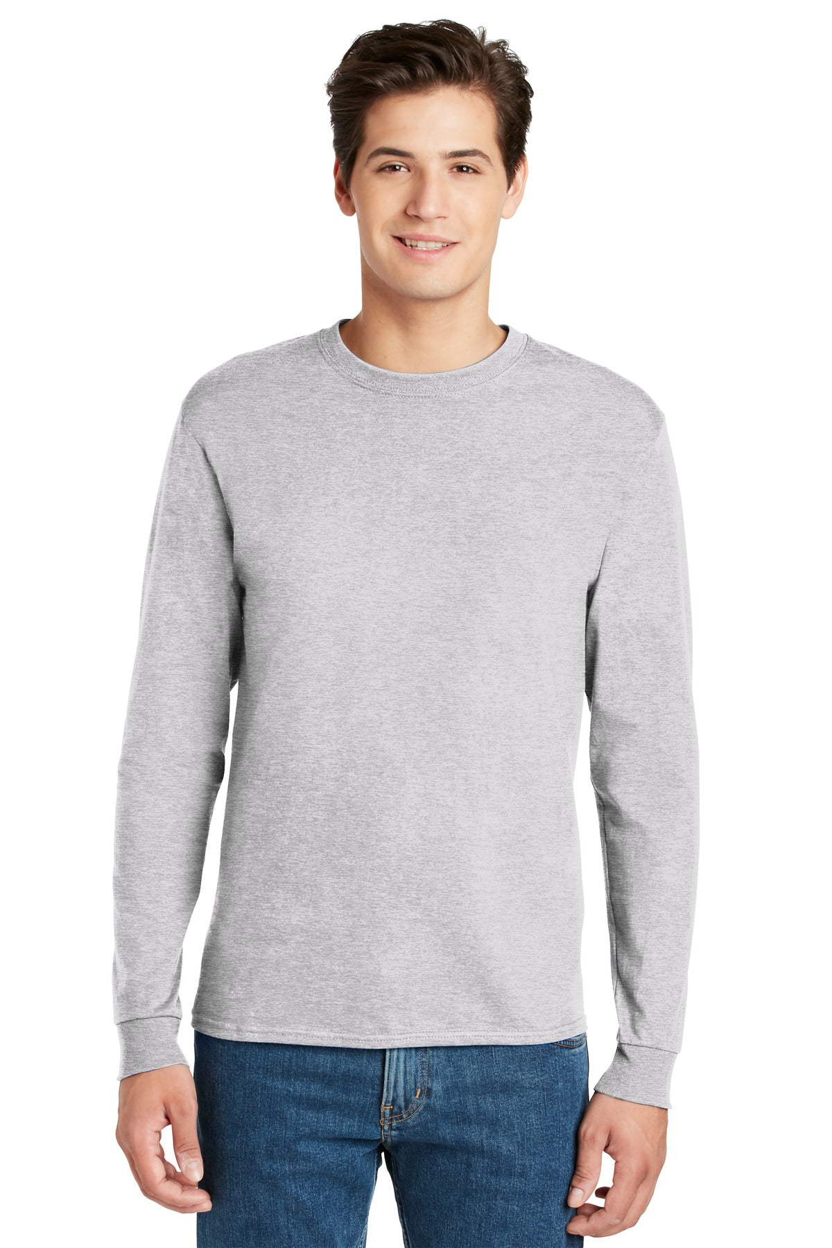 Hanes® - Authentic 100% Cotton Long Sleeve T-Shirt. 5586 [Ash**] - DFW Impression