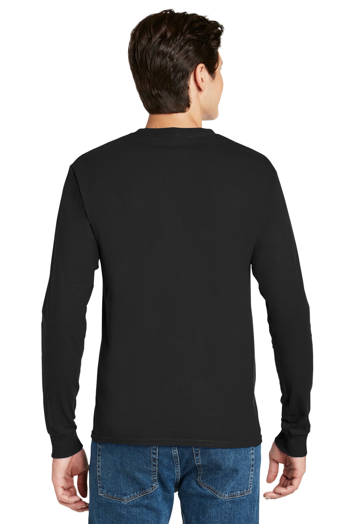 Hanes® - Authentic 100% Cotton Long Sleeve T-Shirt. 5586 [Black] - DFW Impression