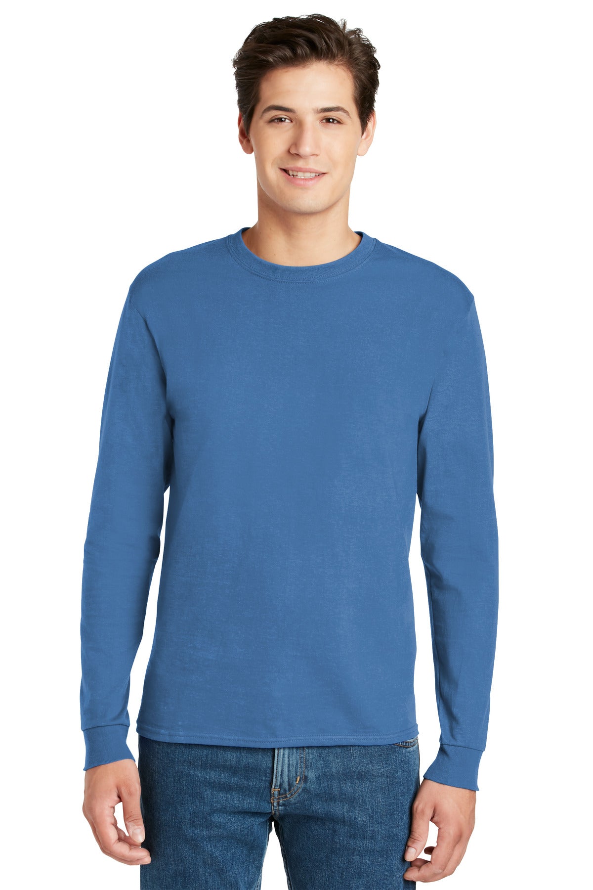 Hanes® - Authentic 100% Cotton Long Sleeve T-Shirt. 5586 [Carolina Blue] - DFW Impression