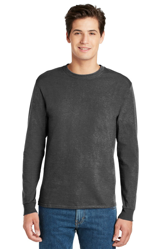 Hanes® - Authentic 100% Cotton Long Sleeve T-Shirt. 5586 [Charcoal Heather] - DFW Impression