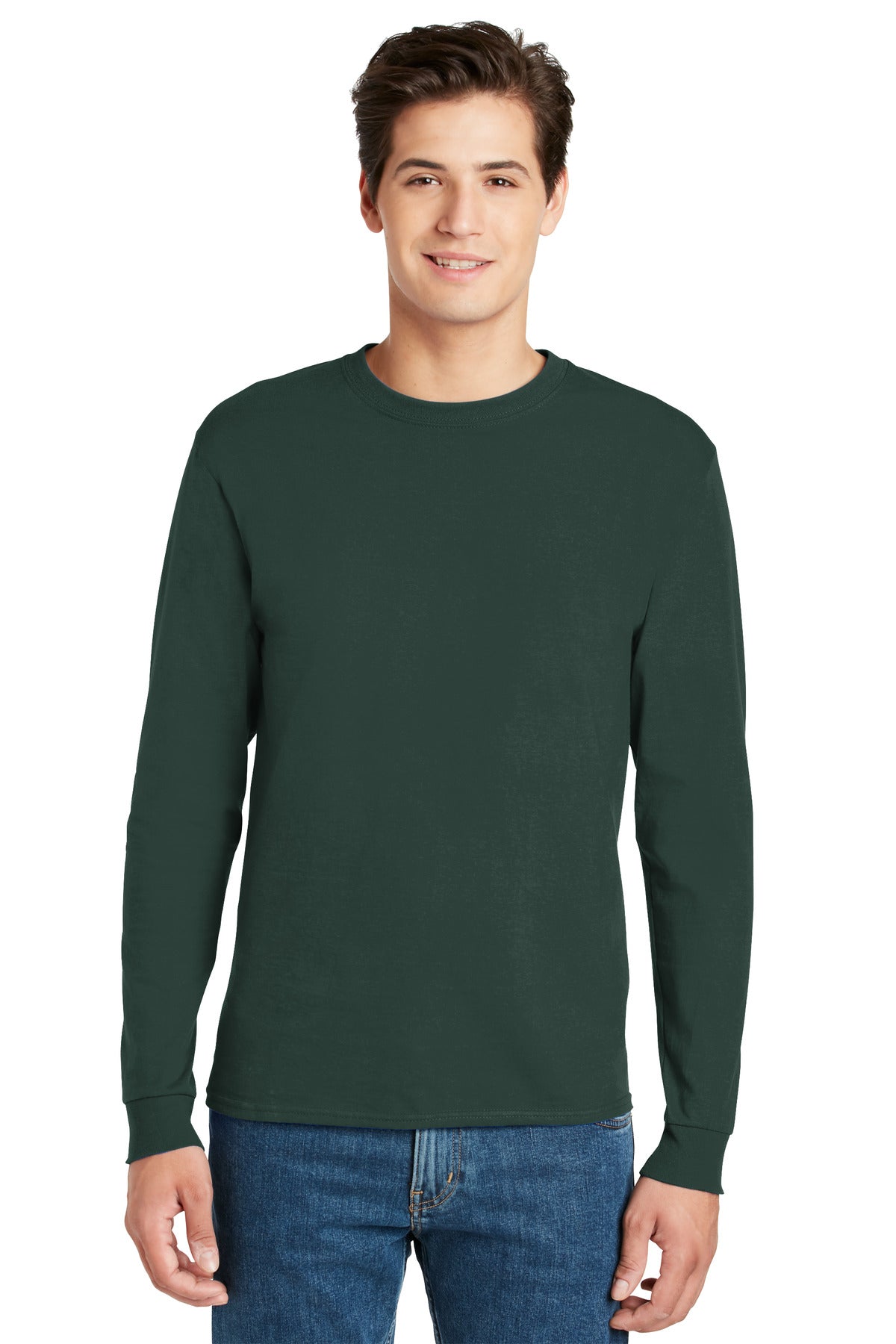 Hanes® - Authentic 100% Cotton Long Sleeve T-Shirt. 5586 [Deep Forest] - DFW Impression