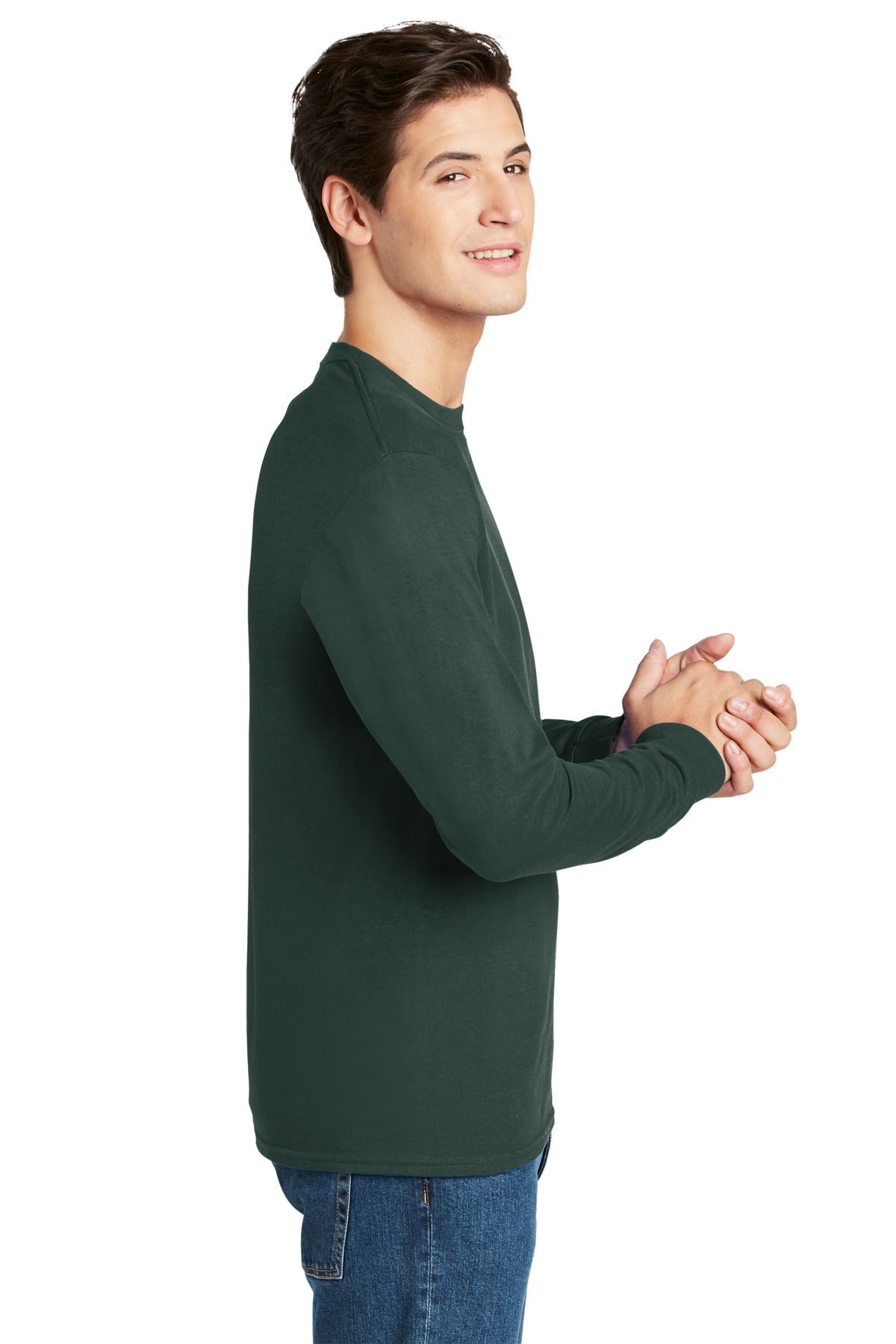 Hanes® - Authentic 100% Cotton Long Sleeve T-Shirt. 5586 [Deep Forest] - DFW Impression