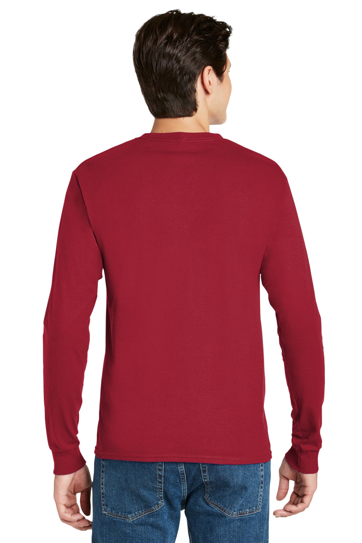 Hanes® - Authentic 100% Cotton Long Sleeve T-Shirt. 5586 [Deep Red] - DFW Impression