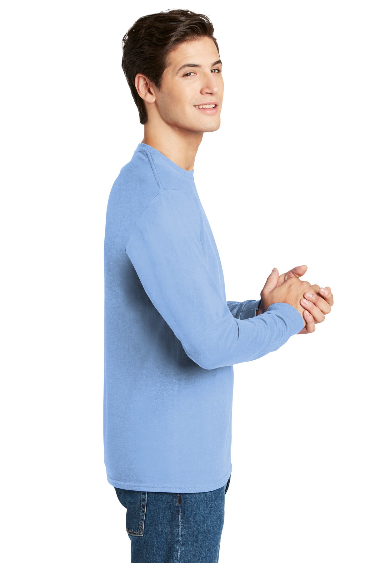 Hanes® - Authentic 100% Cotton Long Sleeve T-Shirt. 5586 [Light Blue] - DFW Impression