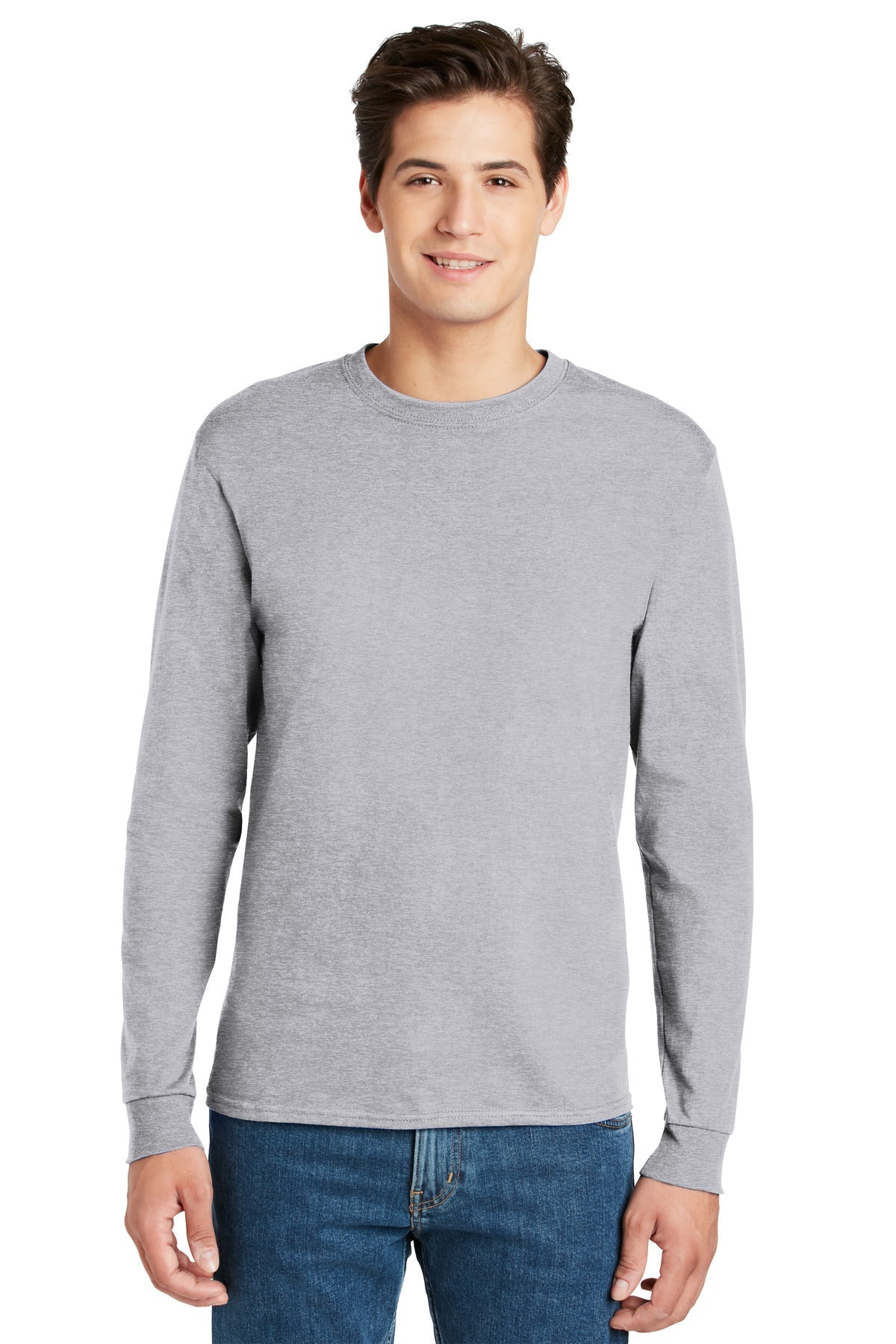 Hanes® - Authentic 100% Cotton Long Sleeve T-Shirt. 5586 [Light Steel*] - DFW Impression