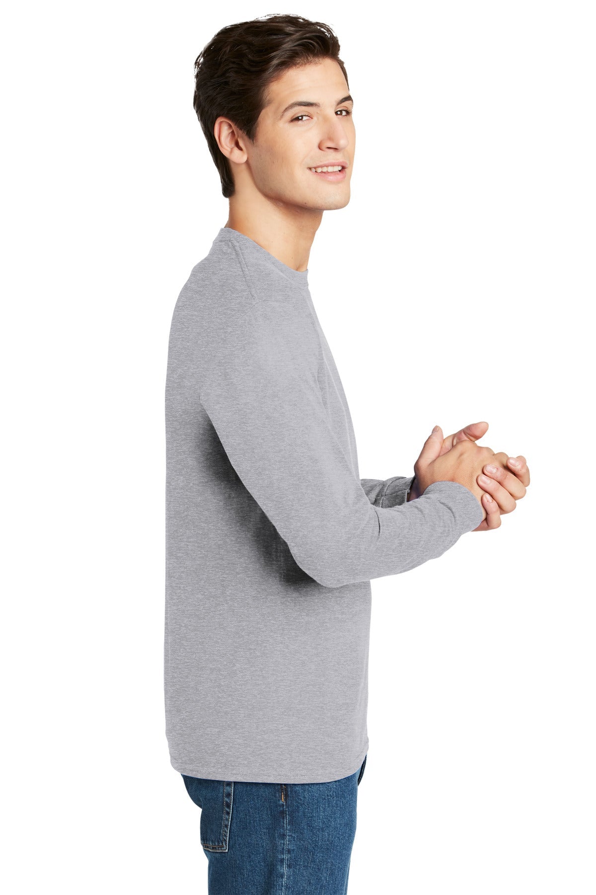 Hanes® - Authentic 100% Cotton Long Sleeve T-Shirt. 5586 [Light Steel*] - DFW Impression