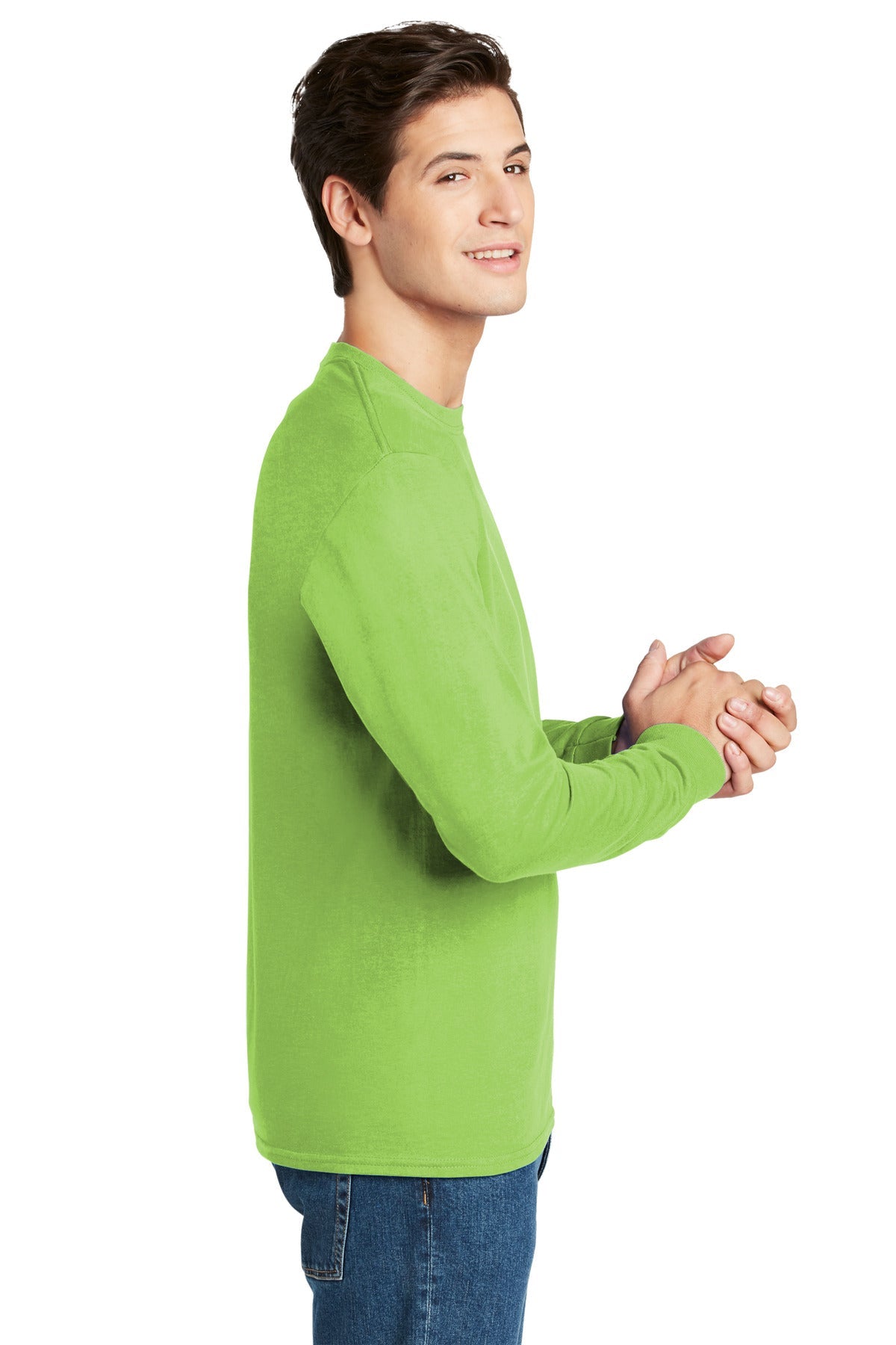 Hanes® - Authentic 100% Cotton Long Sleeve T-Shirt. 5586 [Lime] - DFW Impression