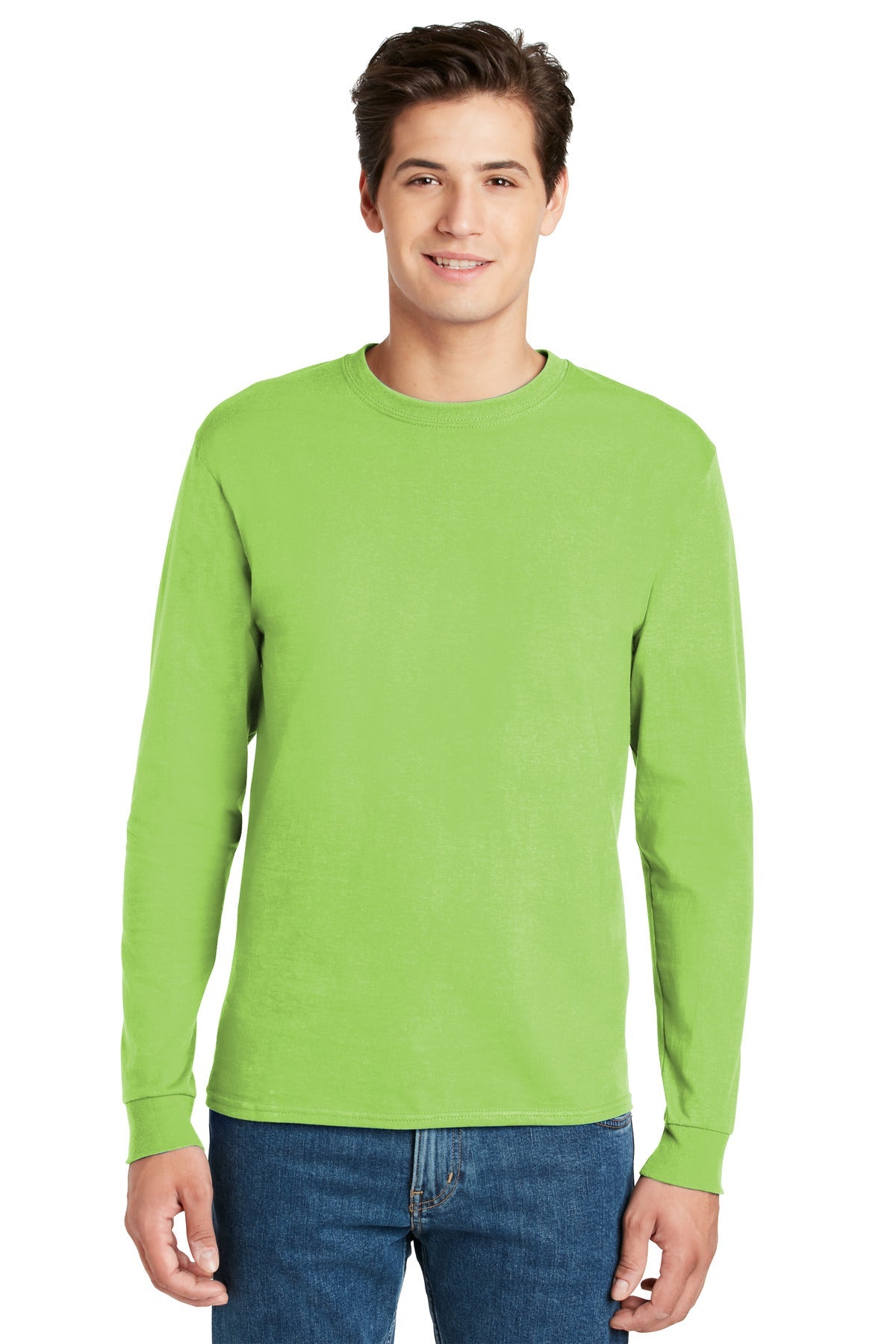 Hanes® - Authentic 100% Cotton Long Sleeve T-Shirt. 5586 [Lime] - DFW Impression