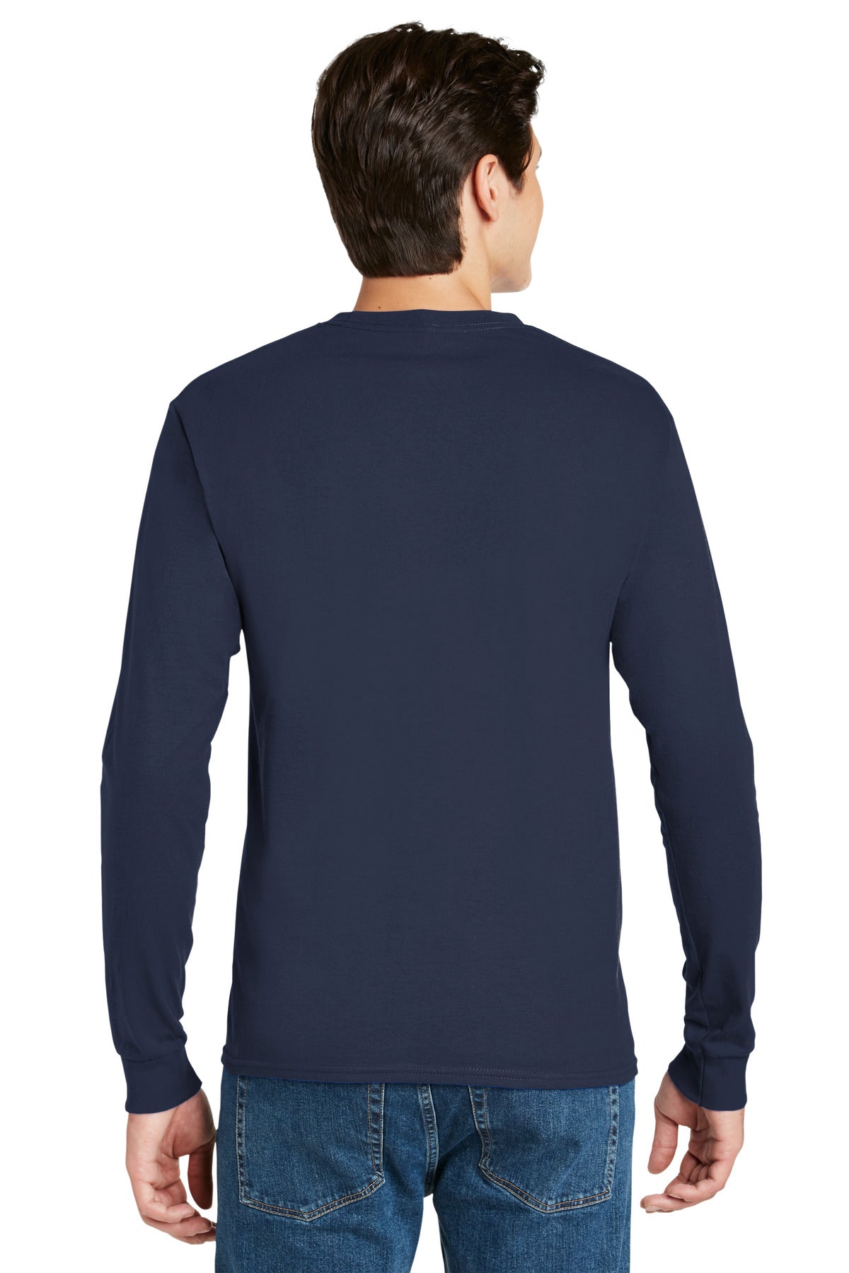 Hanes® - Authentic 100% Cotton Long Sleeve T-Shirt. 5586 [Navy] - DFW Impression